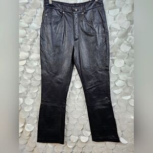 Wilson’s Maxima Womens 100% Leather Pants Jeans Black Zipper 5 Pocket Size 12